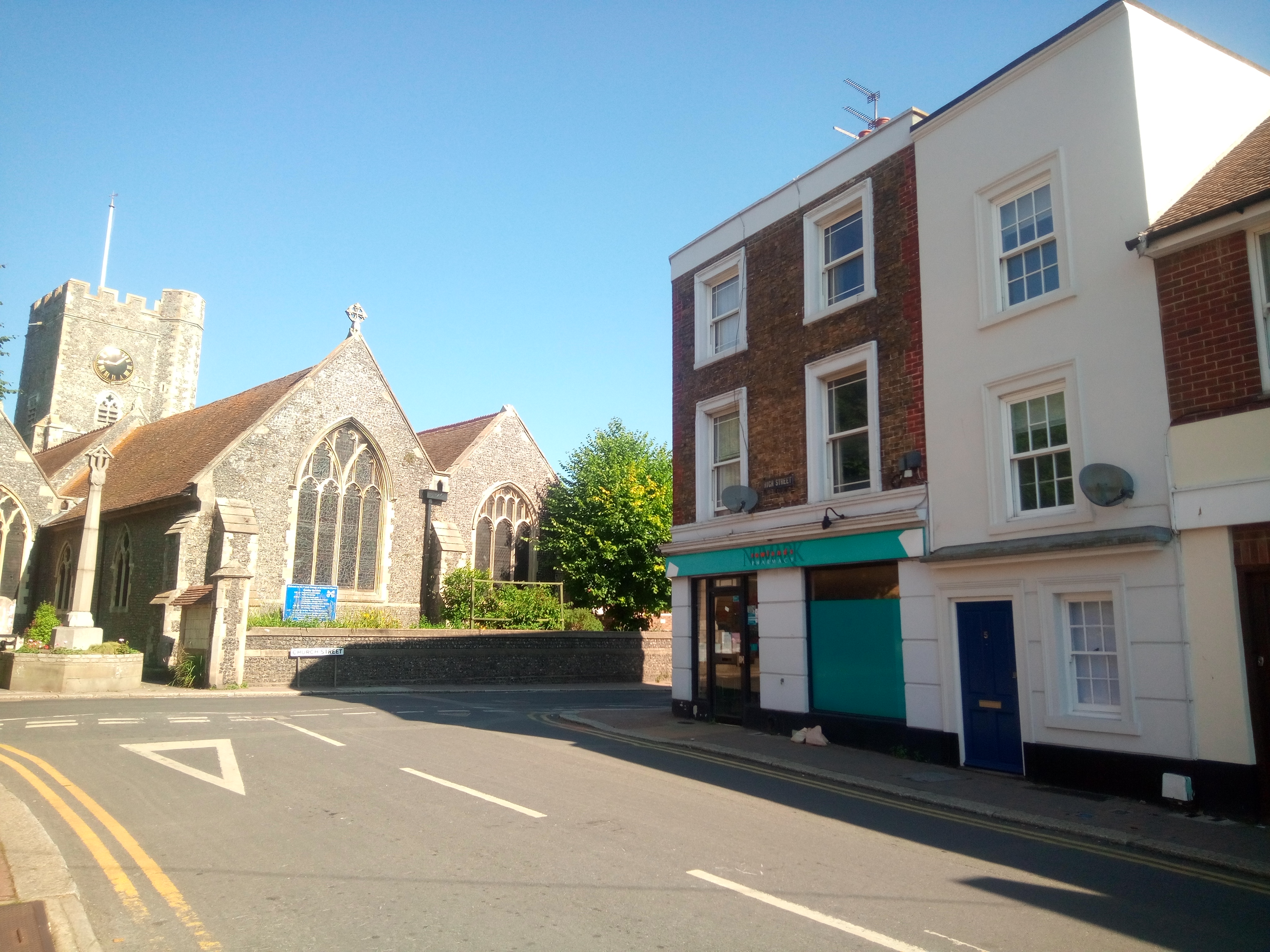 St. Peter's Church and the white house on the right is our holiday let property.